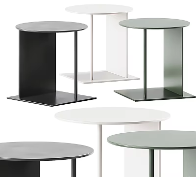 Minimalist Modern Side Tables Featuring Round Tops And Sleek Black White Green Bases 3d model