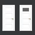 White Swing Doors With Panel Design And Glass Window Detail 3d model