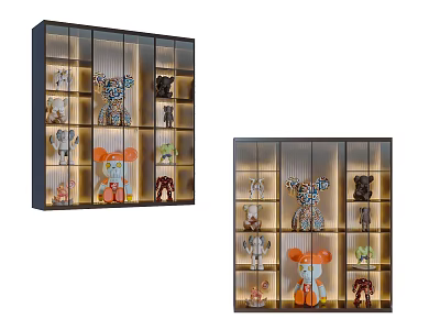Modern Display Shelves With Glass Doors And Built In Lighting For Decorative Items 3d model