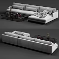 Modern Multiplayer Sofa Corner Sofa Coffee Table 3d model