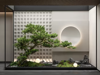 modern landscape sketch courtyard sketch indoor landscaping plant combination stone pebble plant pile landscape tree potted plant 3d model