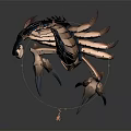 Small Character Confronting Mechanical Scorpion With Glowing Purple Eyes And Metallic Limbs
