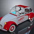 Vintage Gray And Red Classic Car With Caravaggio Lettering Retro Design