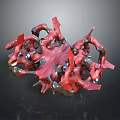 Red Abstract Mechanical Structure With Multiple Sculptural Components And Intricate Design 3d model