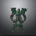 Futuristic Mechanical Robot With Green Black Red Armor And Mechanical Limbs Sci Fi Design