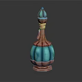 Turquoise Blue Perfume Bottle With Decorative Band And Rounded Body Design