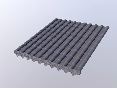 Ancient Architecture Traditional Gray Roof Tiles With Decorative Patterns And Wavy Edges 3d model