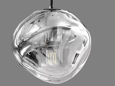 Modern Transparent Glass Sphere Chandelier With Irregular Texture And Interior Lighting 3d model
