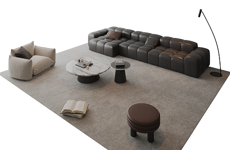 Modern Italian Sofa Combination Sofa Coffee Table Combination Side Table Coffee Table Multi-Person Sofa Single Person Sofa Living Room Sofa Jewelry Ornaments 3d model