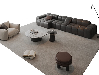 Modern Italian Sofa Combination Sofa Coffee Table Combination Side Table Coffee Table Multi-Person Sofa Single Person Sofa Living Room Sofa Jewelry Ornaments 3d model