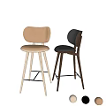 Modern Wooden Bar Stools With Light And Dark Wood Finishes And Backrest Design