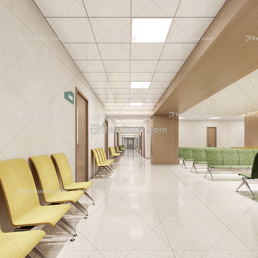 modern aisle nurse hospital corridor 3d model