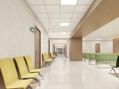 modern aisle nurse hospital corridor 3d model