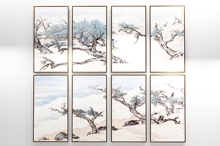 New Chinese Plant Painting Decorative Painting 3d model