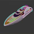 Modern Luxury Yacht With Sleek Design White Blue Color Orange Accents And Transparent Sections