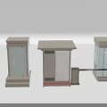 Stylish Entrance Gates Featuring Metal Frames Glass Elements And Pavilion Style Red Flooring