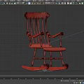 Vintage Wooden Rocking Chair With Slatted Backrest Armrests And Sturdy Structure