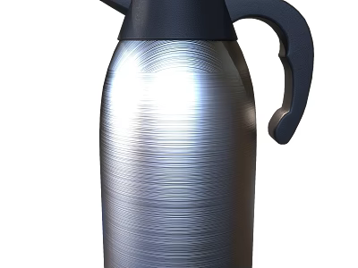Stainless Steel Kitchen Thermos With Black Lid Handle And Brushed Finish Design 3d model