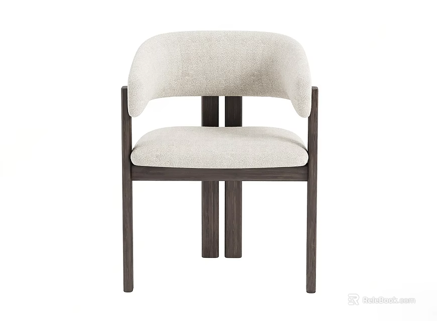 Modern Single Chair With Light Beige Fabric Seat And Dark Wood Cross Legs 3d model 