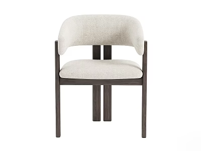Modern Single Chair With Light Beige Fabric Seat And Dark Wood Cross Legs 3d model