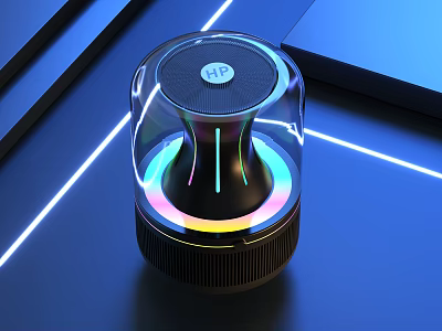 High Quality Wireless Speaker With Transparent Case RGB Lighting And Modern Design 3d model