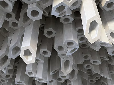 Modern Ceiling Design Featuring Hexagonal Geometric Modules And Concrete Like Texture 3d model