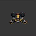 Mechanical Robot Character With Yellow Black Armor And Detailed Mechanical Structure 3d model