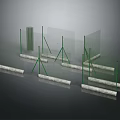 Green Mesh Fence Structure With White Base And Multiple Arrangement Design 3d model
