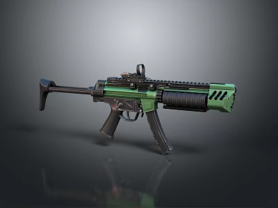 Green And Black Modern Assault Rifle With Tactical Barrel And Detailed Design 3d model