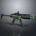 Green And Black Modern Assault Rifle With Tactical Barrel And Detailed Design