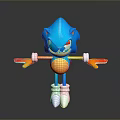 Blue Hedgehog Character With Yellow Belly Red Gloves And White Shoes Standing With Spread Arms