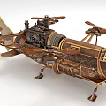 Steampunk Cosmic Spacecraft With Intricate Mechanical Design Brass Propellers And Decorative Elements 3d model