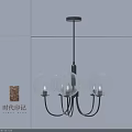 Minimalist Modern Chandelier Design With Three Glass Globes And Black Metal Frame