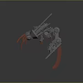 Detailed Mechanical Creature Resembling Spider With Cannons And Red Leg Parts