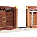 Traditional Wooden Storefront Entrance With Ornate Door Design Golden Accents And Columns