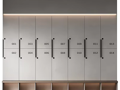 Neatly Arranged Numbered Lockers In Gray Metal Storage Rows With Labels 3d model