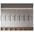 Neatly Arranged Numbered Lockers In Gray Metal Storage Rows With Labels