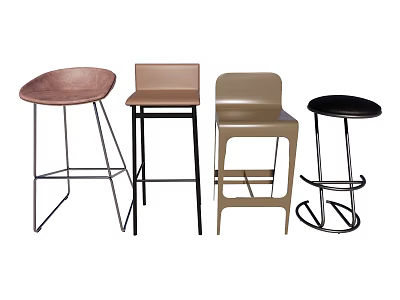 Modern Bar Stools With Various Designs Different Colors And Metal Frames 3d model