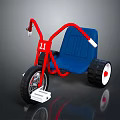 Red Frame Blue Seat Children's Tricycle With Black Tires White Grips And Number 11 On Frame