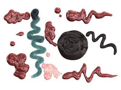 Abstract Colorful Paint Shapes With Swirls Blobs Curves And Hues 3d model