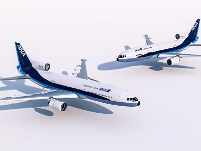 Two ANA Airlines Commercial Passenger Aircraft In White And Blue Livery 3d model