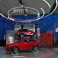 Modern Mazda CX-30 Showroom With Red Car Display Glass Walls And 30 Illuminated Design