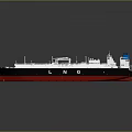 LNG Carrier Ship With White Hull Red Bottom And Deck Facilities For Gas Transport
