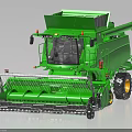 Green Modern Agricultural Combine Harvester With Reaping Front And Grain Tank Cab