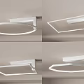 Modern White Ceiling Lights with Round and Square Geometric Designs 3d model