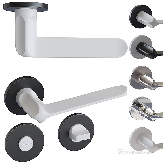 Modern Multicolor Door Handles With White Black Silver Styles And Contemporary Design 3d model 