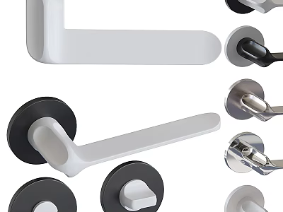 Modern Multicolor Door Handles With White Black Silver Styles And Contemporary Design 3d model