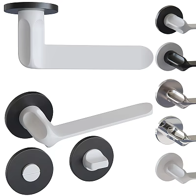Modern Multicolor Door Handles With White Black Silver Styles And Contemporary Design 3d model