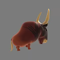 Cartoon Horned Reptile 3D Model With Brown Red Body And Light Belly
