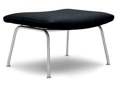Modern Sofa Stool With Black Padded Seat And Metal Legs Design 3d model